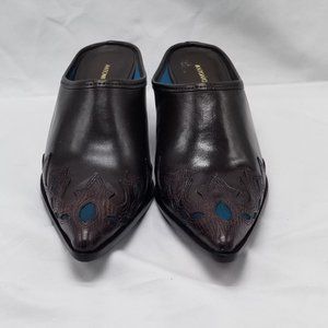 Antonio Melani All Leather Western Style Mules w/ kitten heels 6.5M